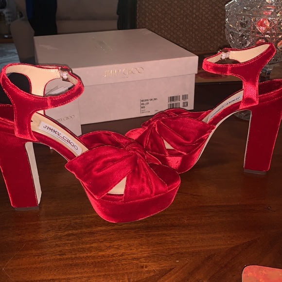 New‼️ Jimmy Choo Heloise 120 Red Velvet Platform Heels

Sale Price $950 - Picture 4 of 16